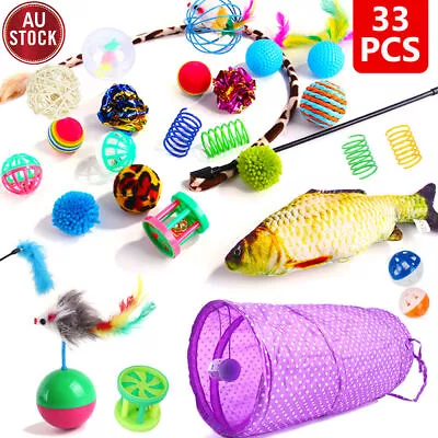 33x Items Lovely Pet Toy Bulk Buy Cat Kitten Toys Rod Fur Mice Bells Ball Catnip • $17.13