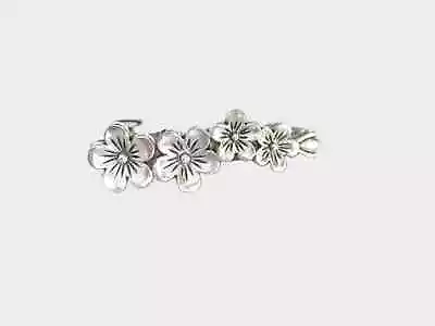 Small Silver Four Flower Metal Hair Clip Barrette For Fine Hair • $12.95