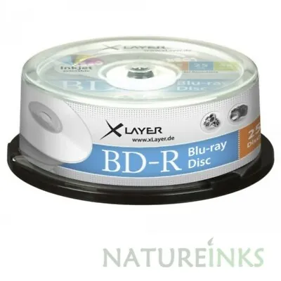 £18.59 • Buy 25 Xlayer Blank Printable BD-R Blu-ray Recordable Discs BDR 25GB 6x Speed Ritek