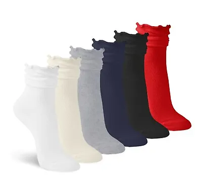 $13.99 • Buy Jefferies Socks Womens Ankle Ruffle Dress Cotton Knit Crew Cuff Slouch Sock 4 PK