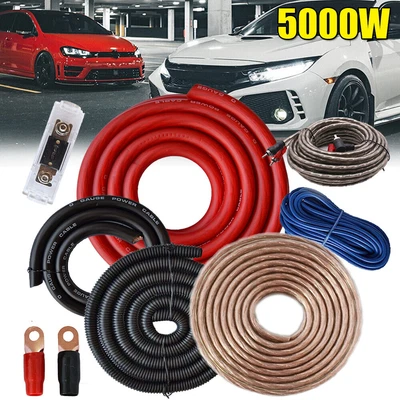 £27.97 • Buy 5000 Watts Complete 0 AWG Gauge RCA Car Amp Amplifier Install Wiring Kit Cable