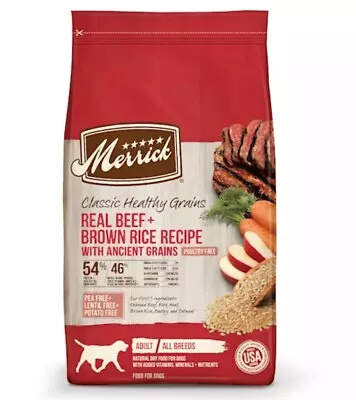 Merrick Classic Healthy Grains Real Beef & Brown Rice Recipe Dry Dog Food 25 Lb • $59.99