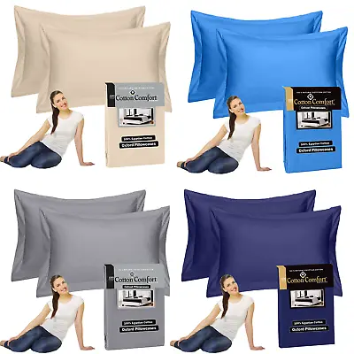 4 Pair 400 TC 100% Egyptian Cotton Housewife Pillowcases Grey Oxford Pillow Case • £11.99