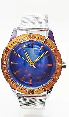 Vintage  Camy Winding Swiss  Mens  Blue Dial Wrist Mechanical Watch • $26.94