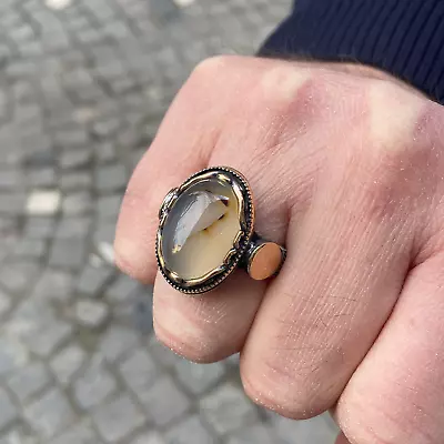 925k Sterling Silver Yemen Agate Stone Ring  Handmade Agate Stone Ring • $75