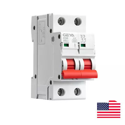 GEYA AC MCB Mini Circuit Breaker 2Pole 4.5kA 6/10/16/25/32/40/50/63A 110/120V  • $12.72