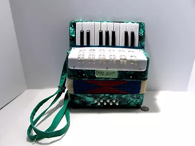 Vintage Golden Cup Accordion Working MOTS Pearloid Plastic Pretty Green • $75