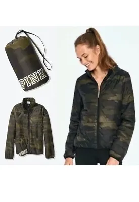 VICTORIA'S SECRET PINK Camo Puffer PACKABLE JACKET   EXTRA SMALL • $24.99