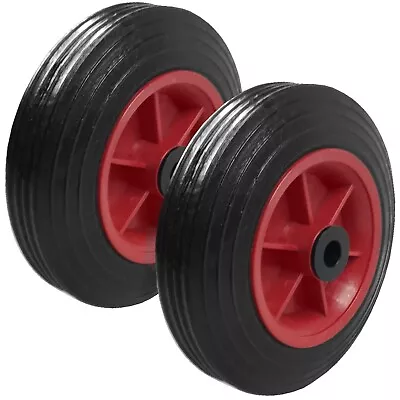2x Solid Rubber Wheel  190mm (7.5  X 2 ) 16mm Bore Sack Truck Trolley Cart • £12.99