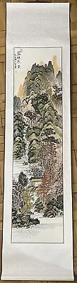 VINTAGE CHINESE SCROLL PAINTING ON SILK PAPER 73''x18'' • $99.99