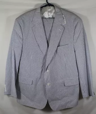 Jos A Bank Signature Gordon Mens Seersucker Suit 46SH 42x35 2 Piece Pinstripe • $89.99