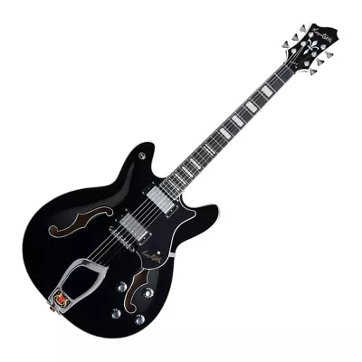 Hagstrom Viking Series Hollowbody Style Semi-Hollow Electric Guitar - Black • $1249.99