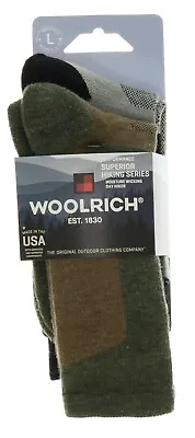 Men's Hiking Socks Two Pairs Multi-Colors Woolrich Day Hiker Moisture Wicking • $22