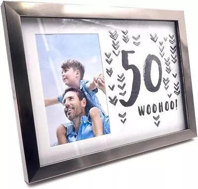 Luxe 50th Birthday Photo Frame Gift Gun Metal Finish • £4.99