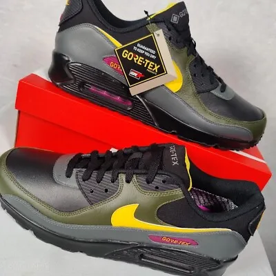 Nike Air Max 90 GTX Mens US 14 Black Yellow Gray Green Waterproof Gore-Tex Retro • $156.60