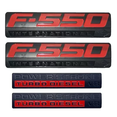 4x F550 International PowerStroke Diesel V8 Fender Emblems Red Black • $55.99