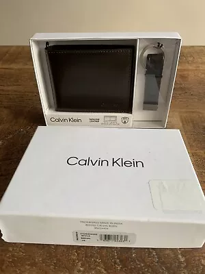 Calvin Klein Wallet And Keyring Set Brown RFID Extra Capacity Slim Fold • £9.99