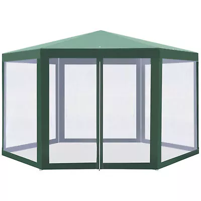 Outsunny Garden Hexagonal Gazebo Patio Outdoor Canopy Patio Party Tent Green • £63.99