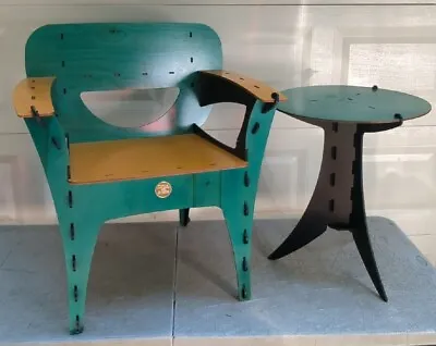 Mid Century Modern Puzzle Chair By David Kawecki W/ Matching Table • $799.95