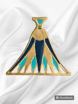 Vintage MMA Egyptian Revival Gold W Enamel Lotus Blossom Pendant Necklace 1976 • $46.75
