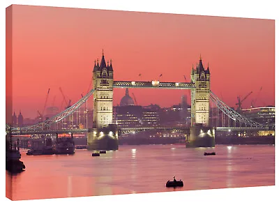 London City Skyline Tower Bridge River Sunset Canvas Wall Art Picture Print • £16.99