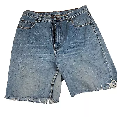 Vintage 90s Cut Off Jean Shorts Womens Size 32 Blue Denim Destroyed • $25.97