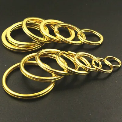 £2.27 • Buy Solid Brass Split Rings Key Ring 15mm-35mm Hoop Loop Leather Holder DIY Hardware