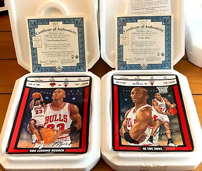 Michael Jordan 1997 1998 UPPER DECK Ticket To Greatness 2 Ceramic Plates W/COA • $30.99