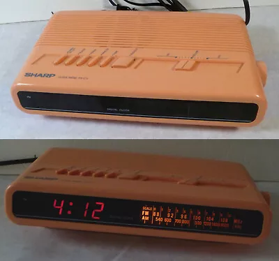 Vintage Sharp FX-C11 Digital Alarm Clock Radio - Peach • $35