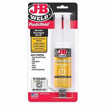 $22.99 • Buy JB PlasticWeld 2 Part Cold Weld Plastic Epoxy Adhesive Syringe 25ml J-B 50132