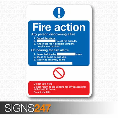 £1.99 • Buy Fire Action Sign Assembly Point Sticker Emergency Evacuation Heath Safety Notice
