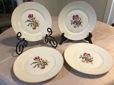Vintage Set Of 4 Richard Ginori Italy Floral Luncheon Plates W/pink Rim 8 1/2  • $15