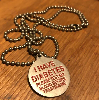 Vintage Diabetic Medical Alert Necklace • $7