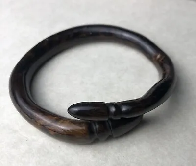 Vtg Wood Hand Carved Black Coral Snake Wrap Bangle Bracelet Wildlife Reptile • $75