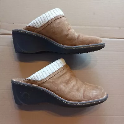 Ugg Womens 9 Genuine Sheepskin Lined Suede Clogs (heel 2.5 ) F8910E • $17.50