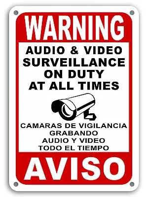 Surveillance Signs Warning Security Cctv Sign Audio Video Camera Spanish English • $7.69