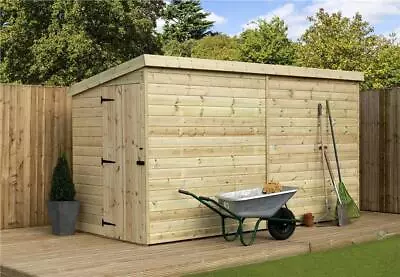 Empire 2000 Pent Garden Shed 10X4  SHIPLAP T&G PRESSURE TREATED DOOR LEFT END • £662.40