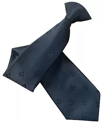 Mens Clip On Tie Black Freemasons Masonic Regalia With Optional Pocket Square • $15.99