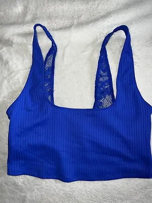 M&S Top M SIZE 12 14  Meia Cobalt Blue Rib Lace Crop Secret Support  Bralette . • £8.99