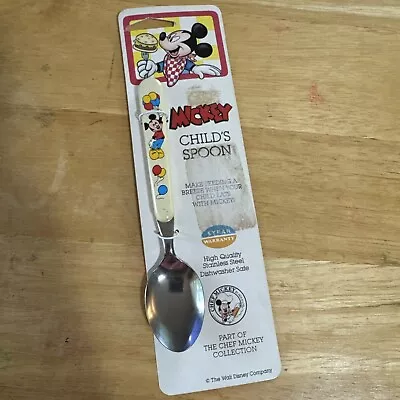Vintage Disney Chef Mickey Child / Infant Spoon And Fork Cutlery Set Balloons • £18.90