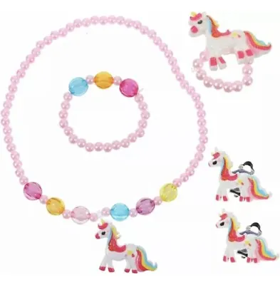 $9.99 • Buy Adorable Unicorn Necklace Earrings Bracelet Set Jewelry For Girls Little Kids
