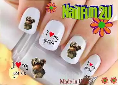 Nail Art 157A DOG BREED Yorkie I Love WaterSlide Nail Decals Transfers Sticker  • $3.99