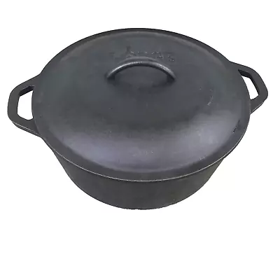 Vintage Black Lodge 10 1/4  8DOL USA Cast Iron Dutch Oven Pot With Lid • $59.97