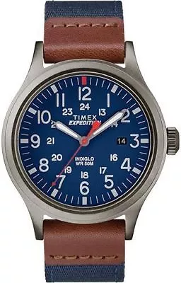 Timex TW4B14100 Men's  Expedition  Blue Fabric Watch Scout Indiglo Date • $43.40