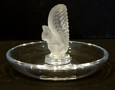 LALIQUE Vintage ECUREUIL Frosted Art Glass SQUIRREL Trinket Jewelry RING DISH • $124.95