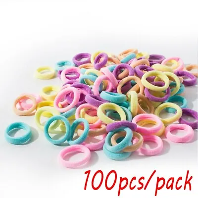 100x Small Baby Girl Kids Mini Hair Elastics Bobbles Soft Bands Snag Free Colors • £2.95