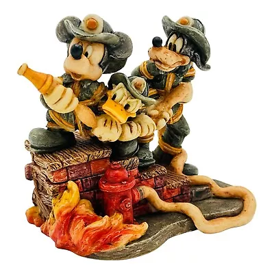 Disney Harmony Kingdom Firefighter Mickey & Co Figure Trinket Box Goofy Donald • $749.95