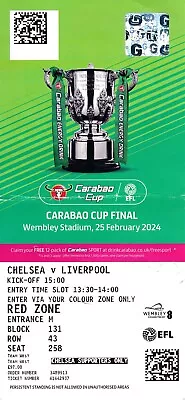 TICKET: LEAGUE CUP FINAL 2023 Liverpool V Chelsea - Carabao Cup • £13.99