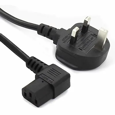 2M Right Angled Angle Kettle Type IEC C13 Mains Power Cable Lead 250V • £5.90