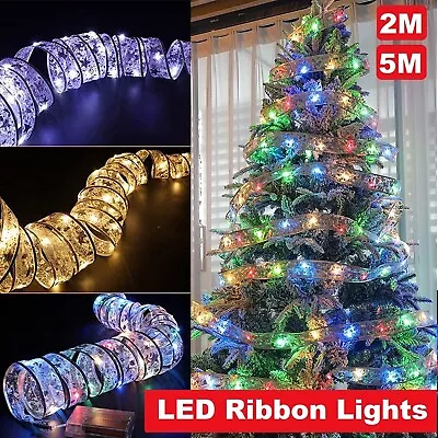 LED Christmas Tree Ribbon Bow Xmas Hanging Light Up Topper Home Decor Lights AU • $12.99